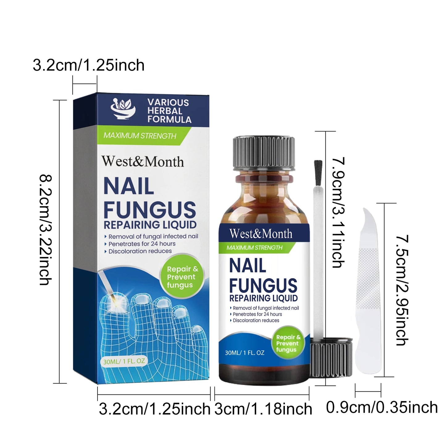 West&Month Nail Fungus Repair Liquid Hand Foot Skin Care Serum Remove Infected Thicken Bright Fungal Treat Soft Hand Foot Care