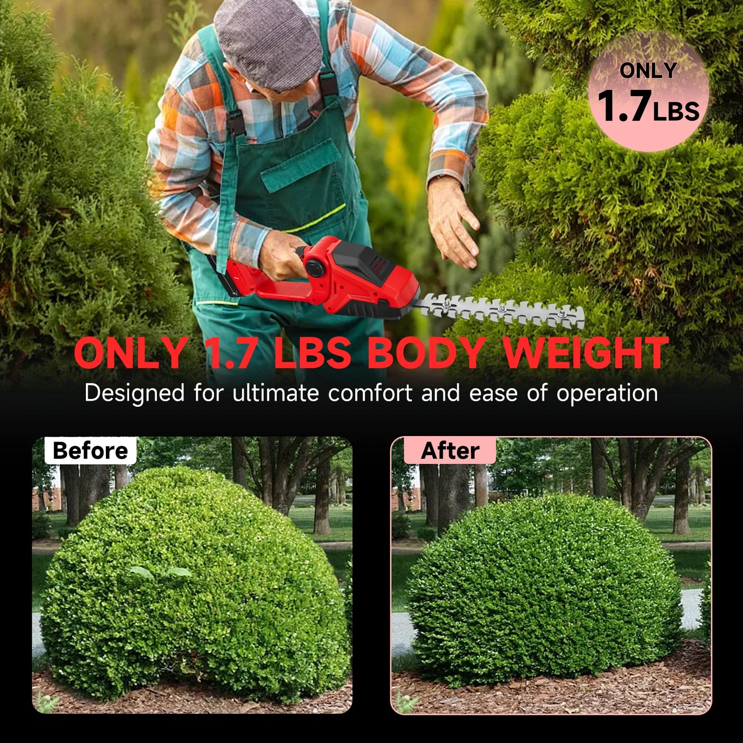 Cordless Hedge & Grass Trimmer – Bush & Grass Shears Compatible with Milwaukee 18V Battery (Battery Not Included)