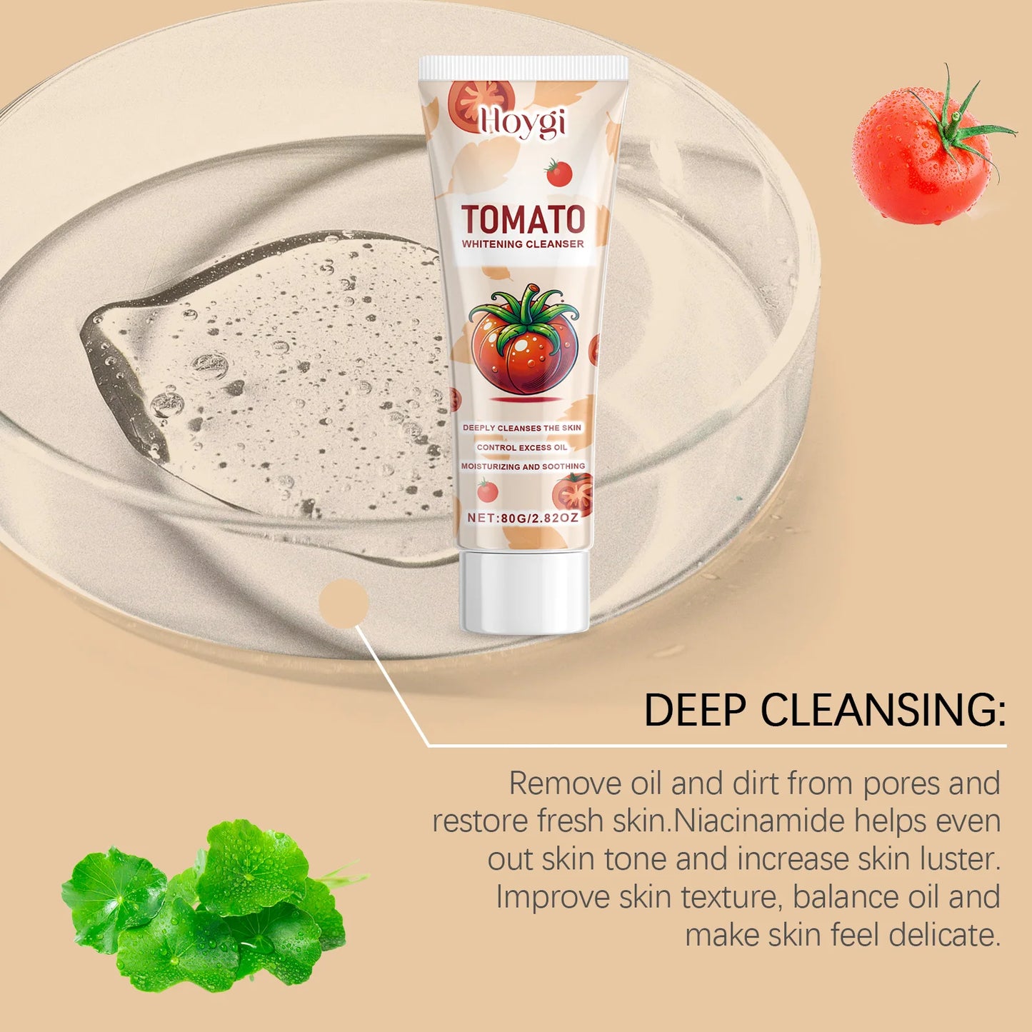 80G Tomato Face Cleaner Gentle Purifing Pores Refreshing Skin Oil Control Non-tight Nourishing Soothing Redness Facial Cleaner Gel