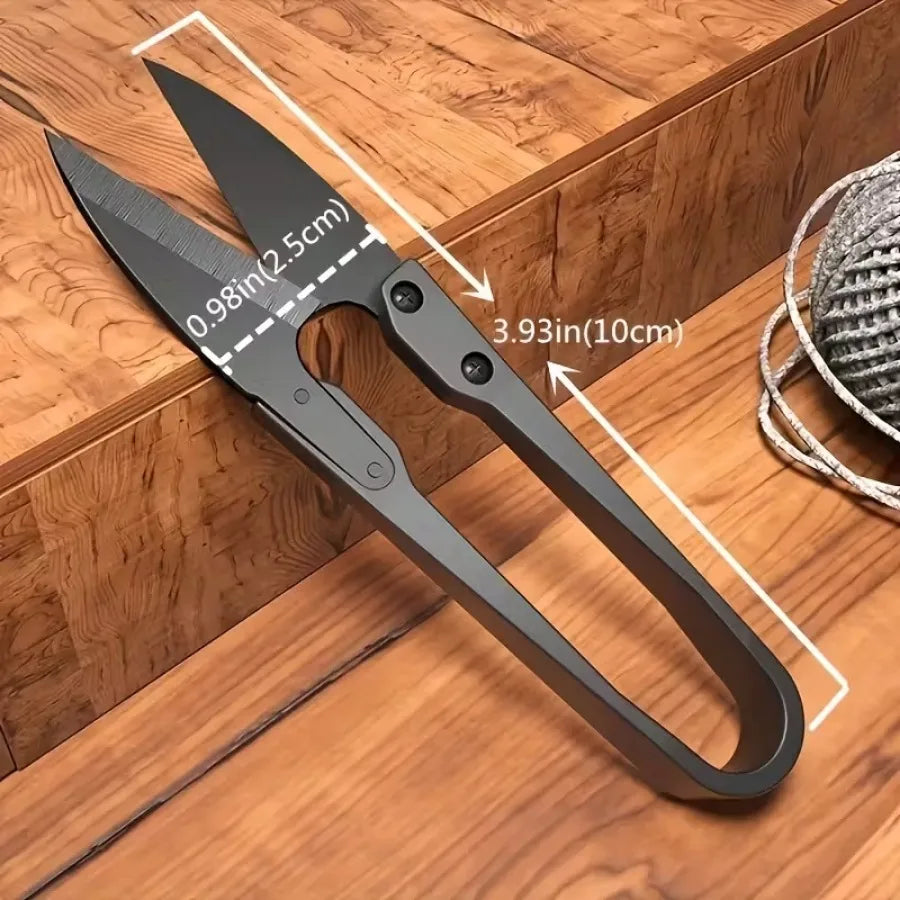 U-Shaped Scissors, Black — Compact Craft & Industrial Tool