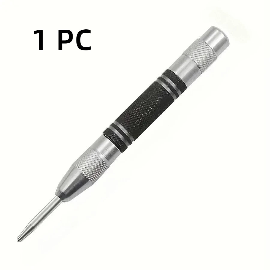 1/2 Automatic Center Punch Silver, Durable Spring Mechanism, Precise Drilling, Suitable for Construction and Workshop