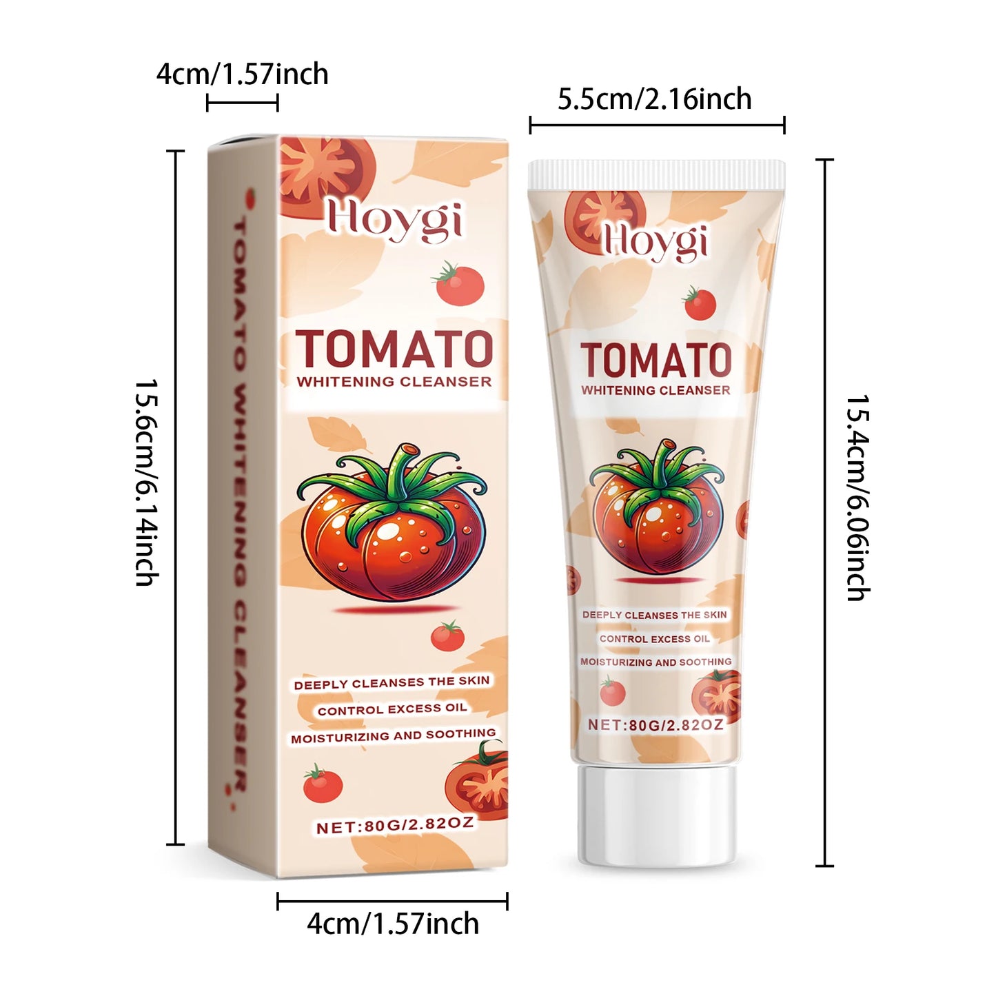 80G Tomato Face Cleaner Gentle Purifing Pores Refreshing Skin Oil Control Non-tight Nourishing Soothing Redness Facial Cleaner Gel