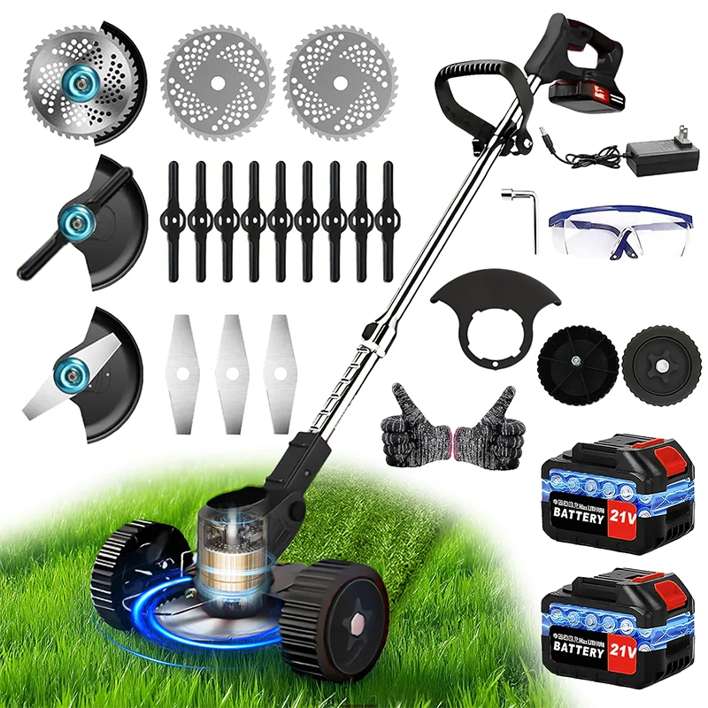 Cordless Electric Reel Lawn Mower & Weed Trimmer – Battery-Powered Telescopic Handle Grass Cutter for Courtyard, Garden & Lawn | Multiple Colors