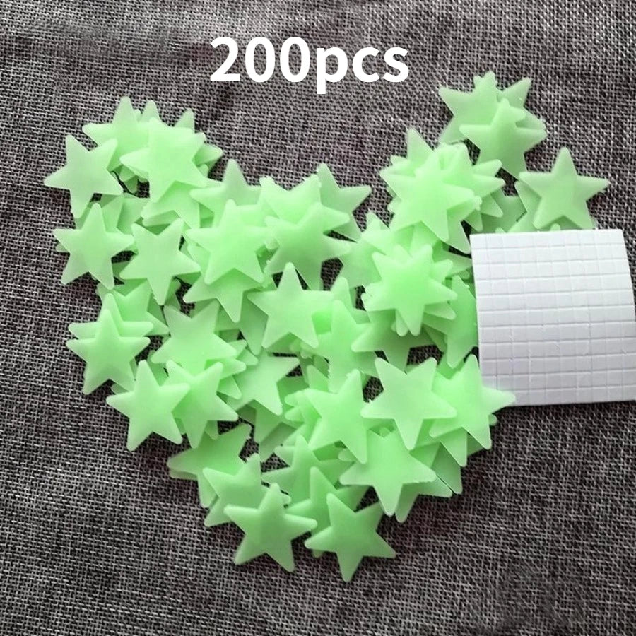 200 Piece Luminous Star Wall Sticker, Easy To Tear and Stick, Suitable for Bedroom, Luminous Party Decoration, Self-adhesive