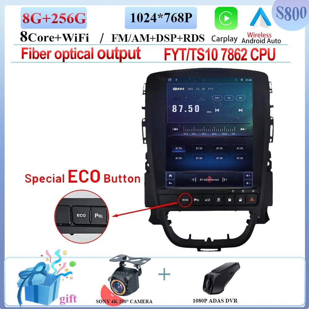 9.7" Car Stereo with Apple CarPlay & Android Auto, Compatible with Opel Astra J (2009-2015)