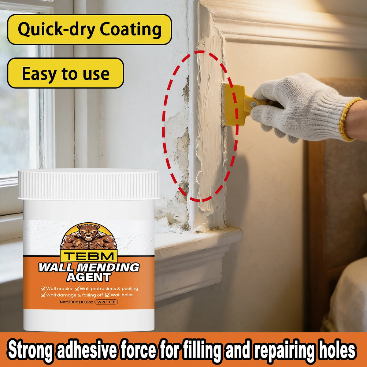 Wall Mending Agent - Quick-Drying Filler for Holes and Cracks - view 13