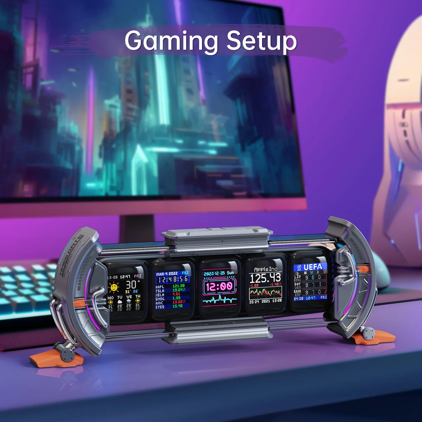 Divoom Times Gate - Cyberpunk Gaming Setup Digital Clock with Smart APP Control, WiFi Connect, RGB LED Display,