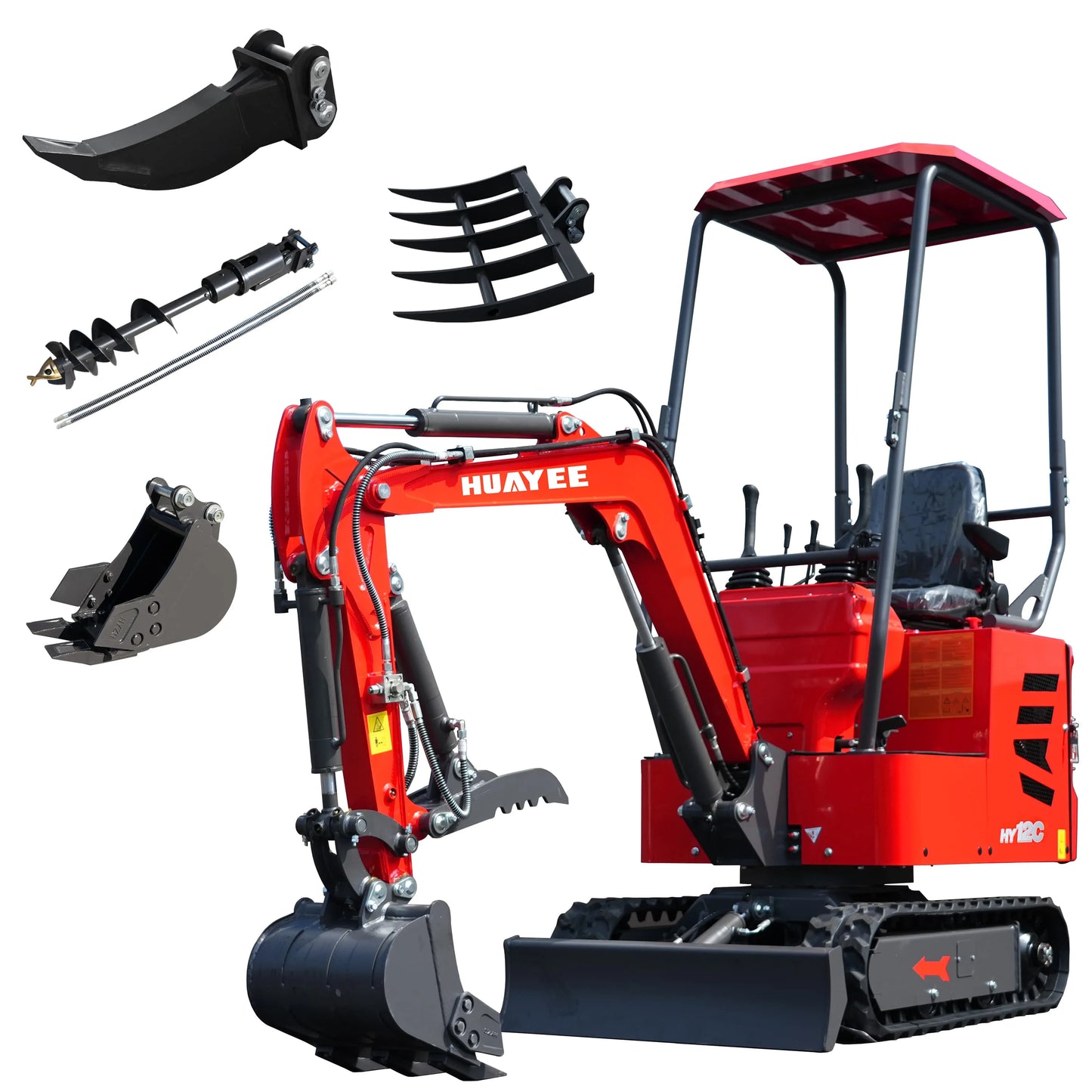 Mini Excavator is compatible with a variety of interchangeable attachments for various tasks; free delivery included custom made
