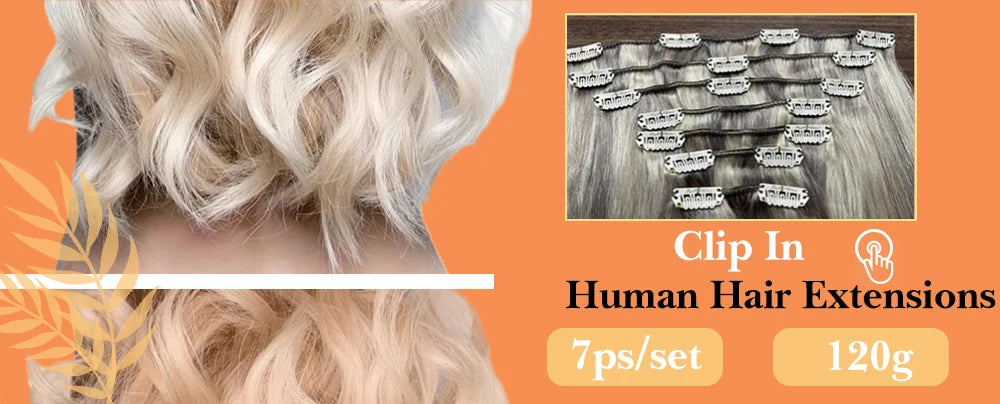 Full Shine Seamless Clip in Human Hair Extensions 8Pcs 100g&80g Pure Color Blond Hair Pu Clip on Remy Extension Skin Weft
