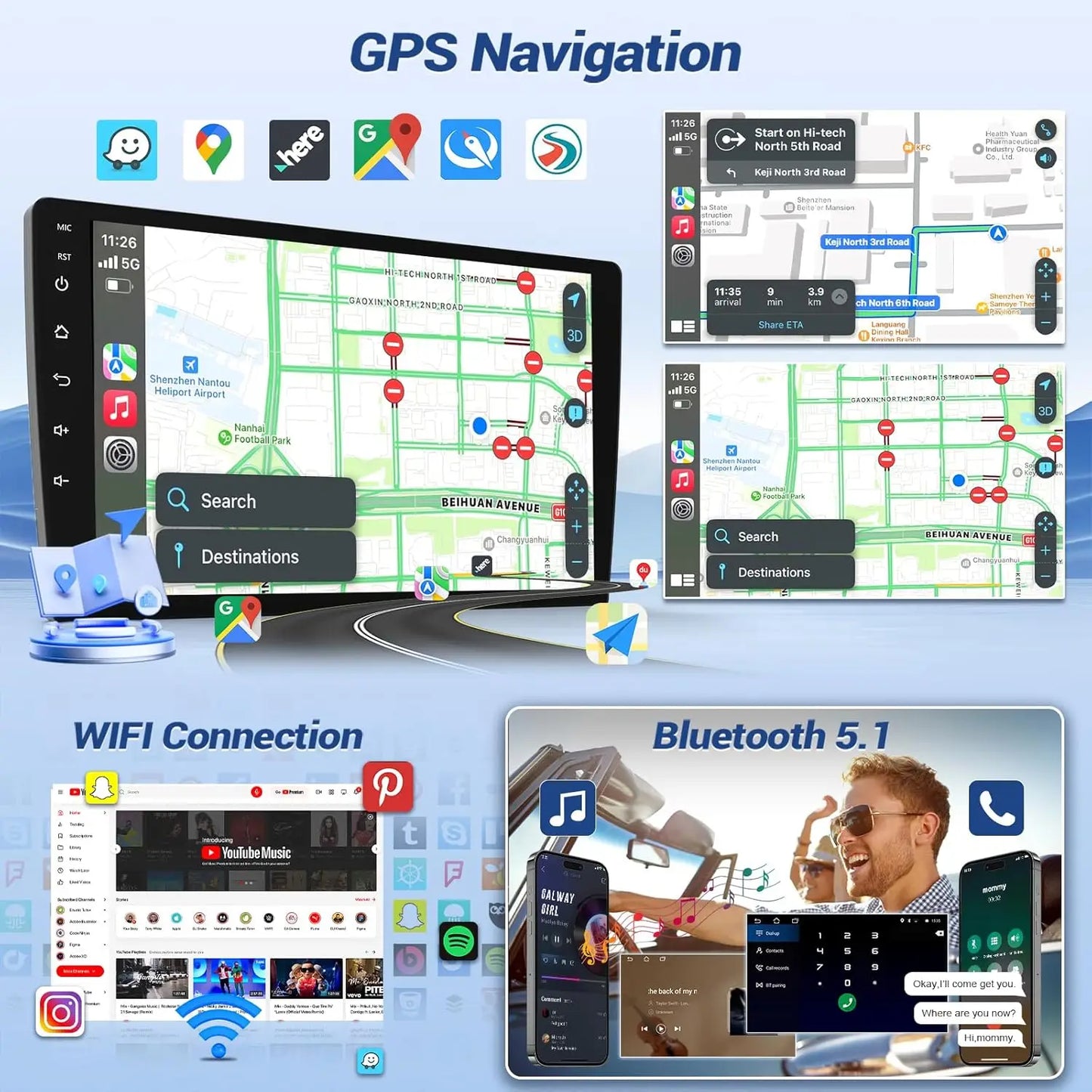 10.1 Inch Wireless Car Radio for Honda Accord 8th 2008-2013 CarPlay Android Auto Touchscreen Car Stereo with Rear Camera GPS FM