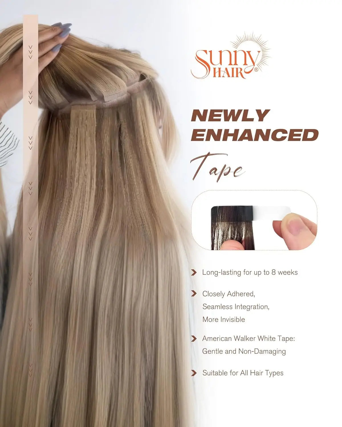 VeSunny Remy Tape In Hair Extensions  Brazilian Human Natural Hair 12-22 inches 30&50G  Balayage Color  Human Hair  Extensions