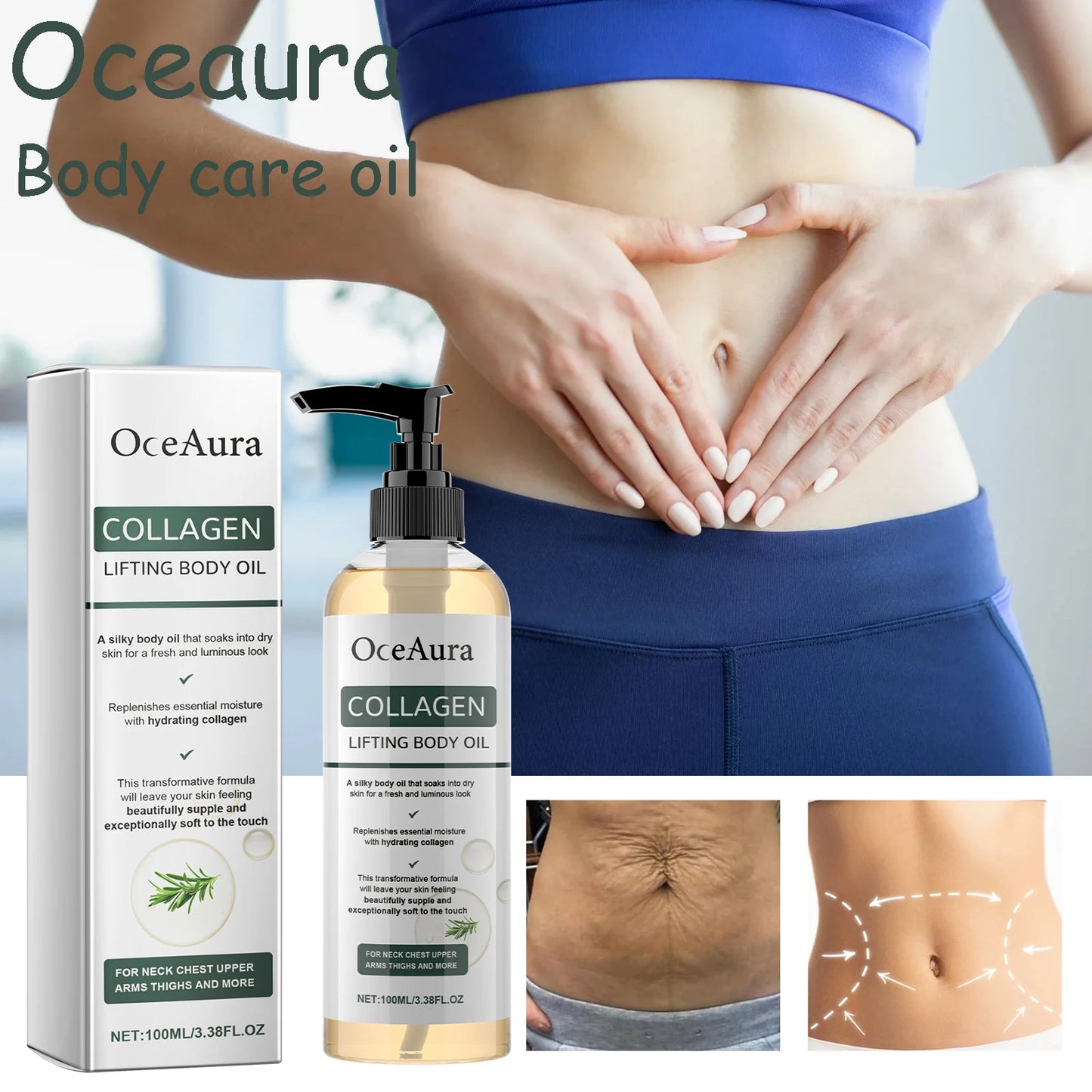 100ML Collagen Body Essence Oil Daily Moisturizing Enhance Skin Elasticity Non-greasy Reduce Dryness Tightening Body Care Oil