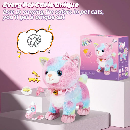 Walking Toy Cat for Kids - Touch & Voice Controlled with Leash