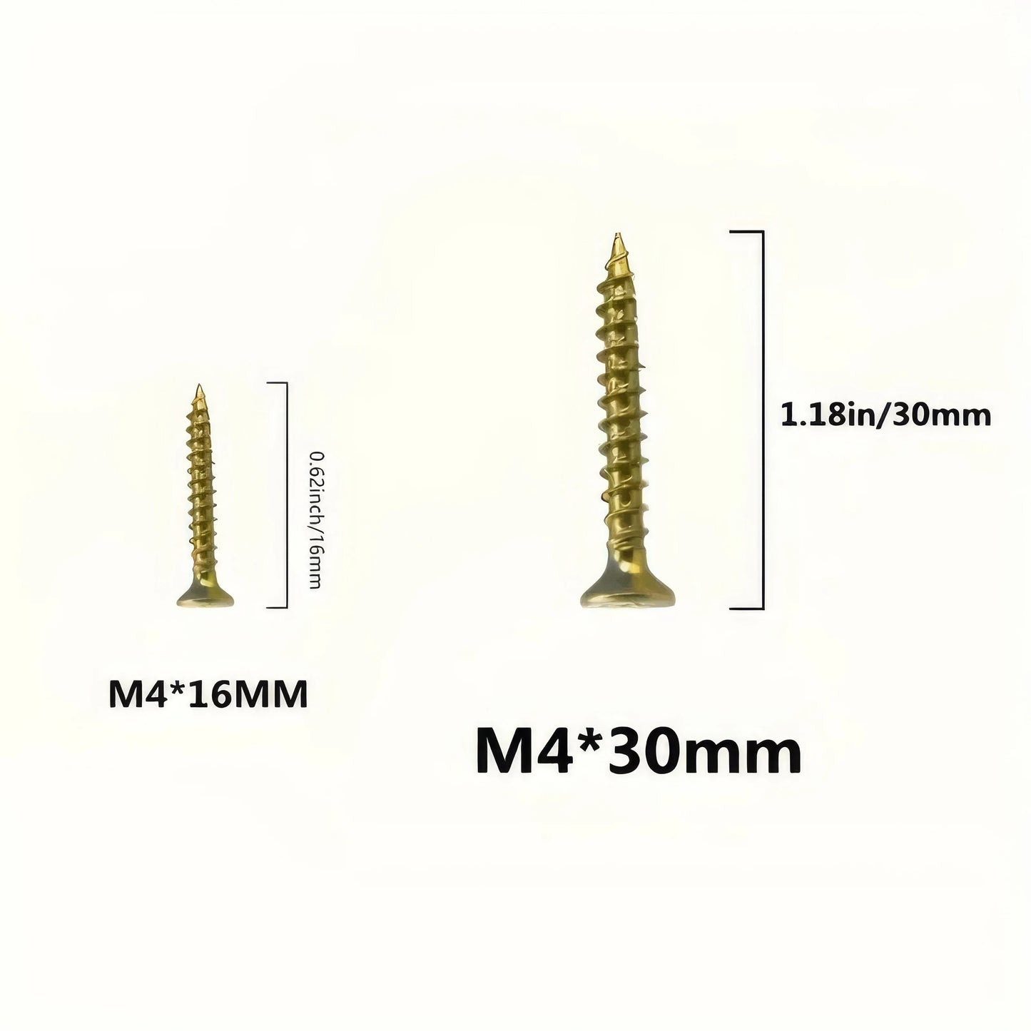 50/100 Self Tapping Screws in Golden Yellow, with A Flat Head Design, Suitable for Fences, Decks, and Wooden Stakes