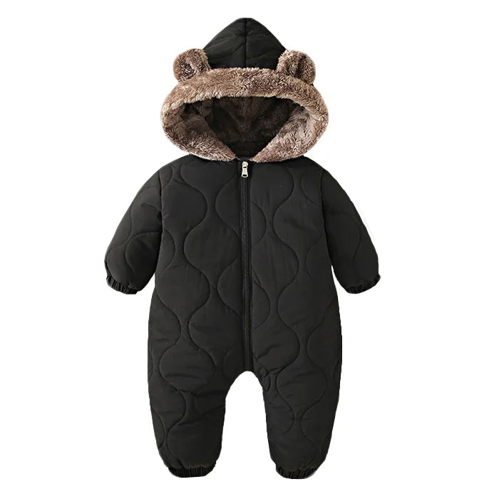 Baby Hooded Puffer Jumpsuit - Thick Plush Winter Romper for Outings - photo 6