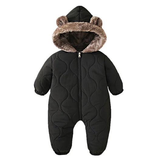 Baby Hooded Puffer Jumpsuit - Thick Plush Winter Romper for Outings - photo 6