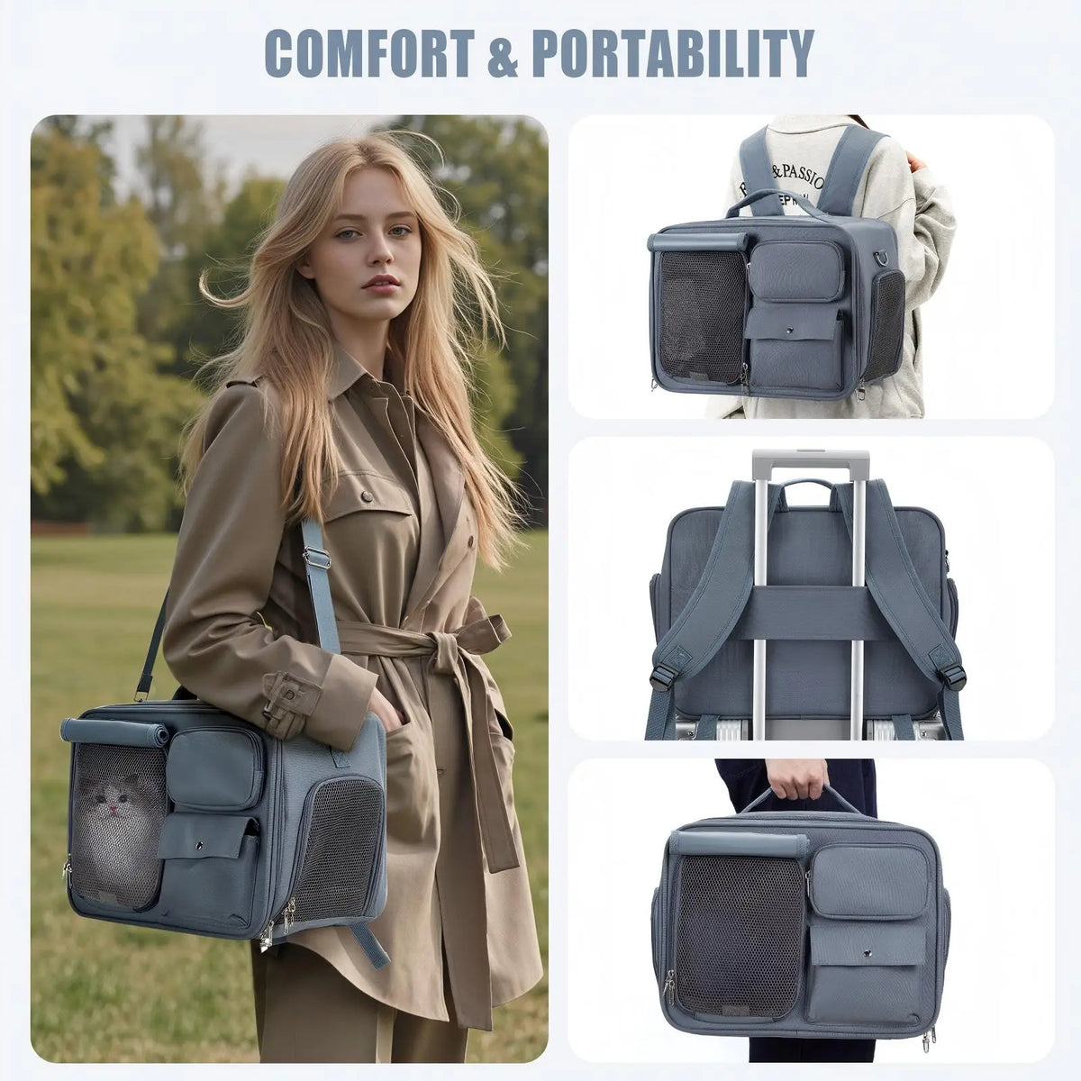 Foldable Pet Travel Bag - Mesh Window Carrier up to 7 kg – photo 6