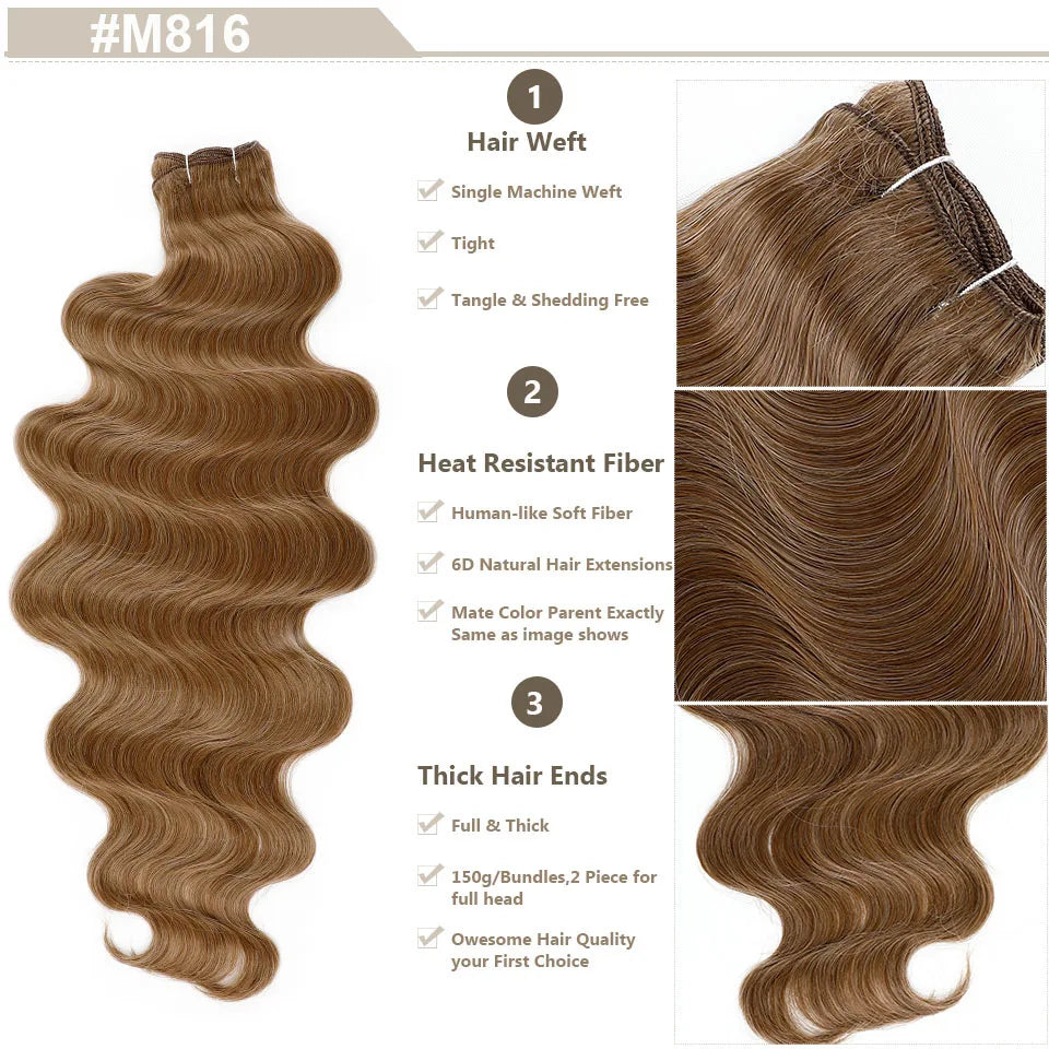 Magicae 30Inch 200g/Pc Chocolate Ombre Brown Orange Blond P27/613 Bio Body Wave Grey High Temperature Synthetic Hair Extension