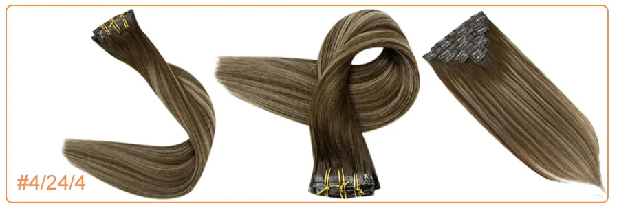 Full Shine Seamless Clip in Human Hair Extensions 8Pcs 100g&80g Pure Color Blond Hair Pu Clip on Remy Extension Skin Weft