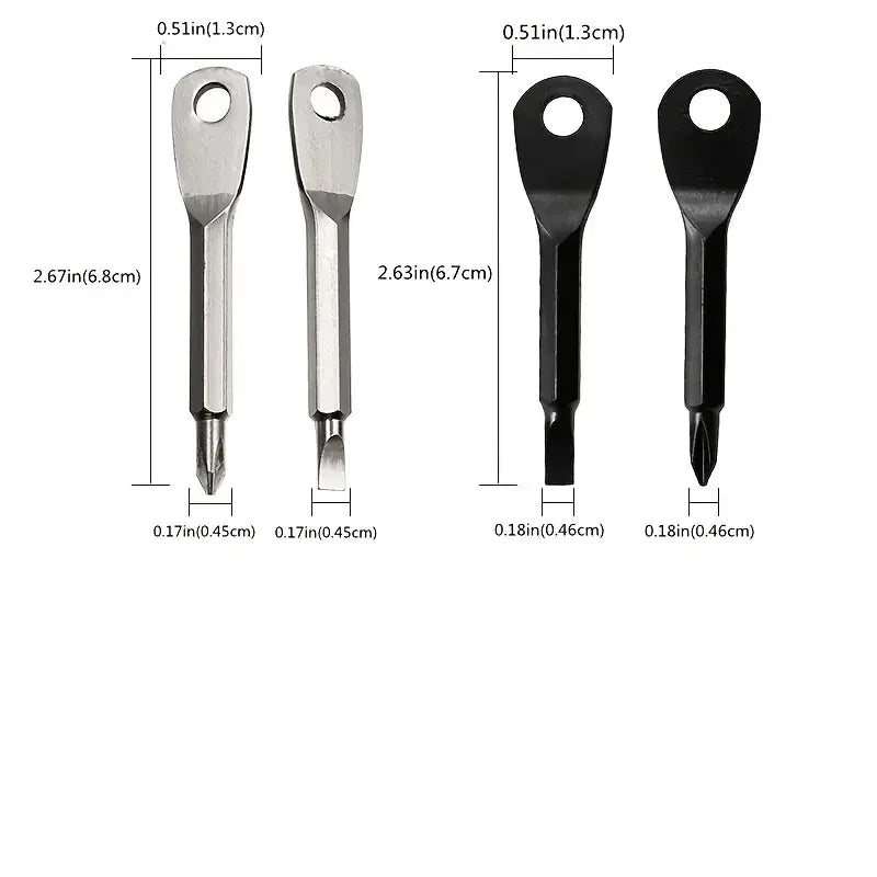 2/4 Keychain Screwdrivers in Black/silver, Multifunctional Mini Wrench Keychain, Suitable for Camping and Daily Wear