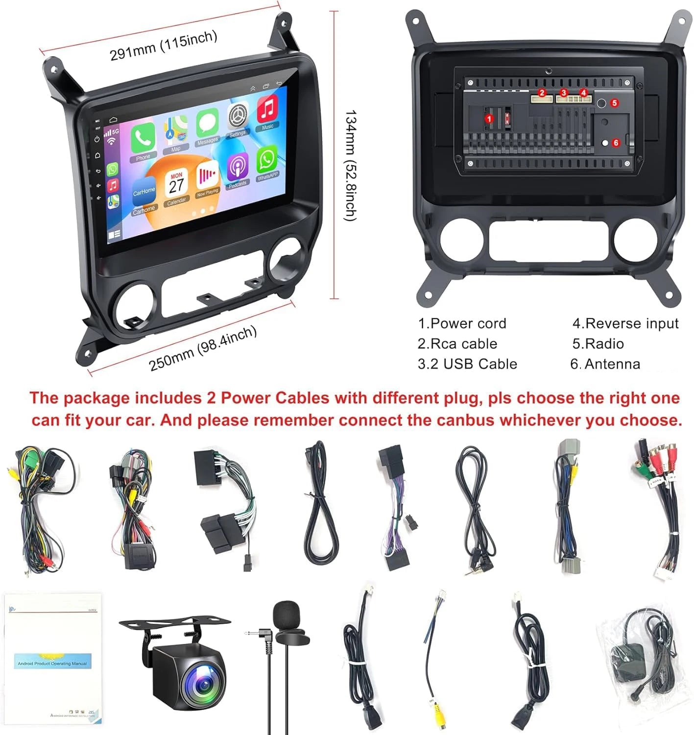 Android Radio for【Chevy Silverado 2014 2015 2016 2017 2018】with 10 inch Touch Screen Wireless Carplay,Android Auto,FM/RDS Radio SWC Online Navigation