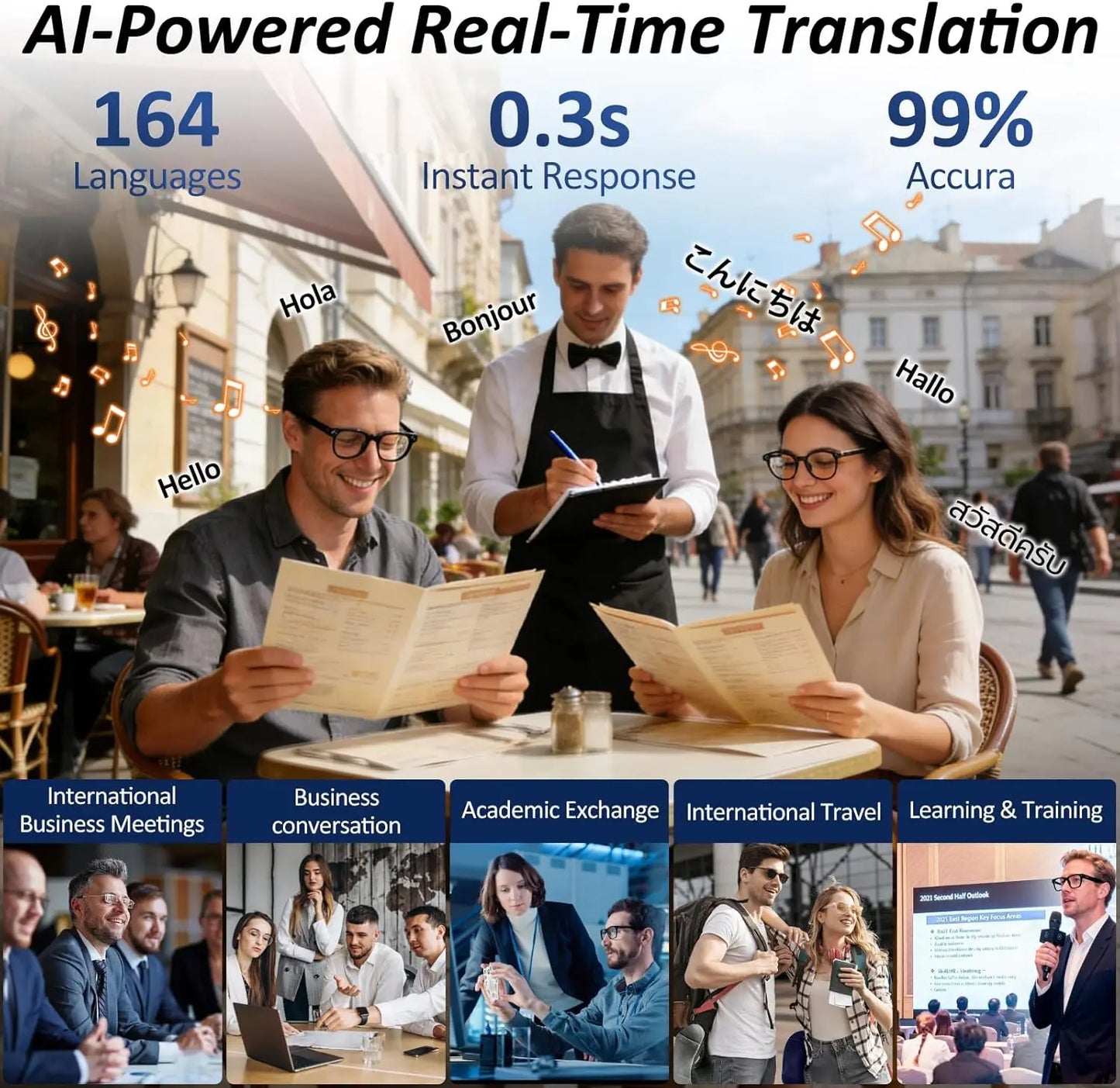 AI Smart Glasses — 800W Anti-Shake Camera, Translation & Calls