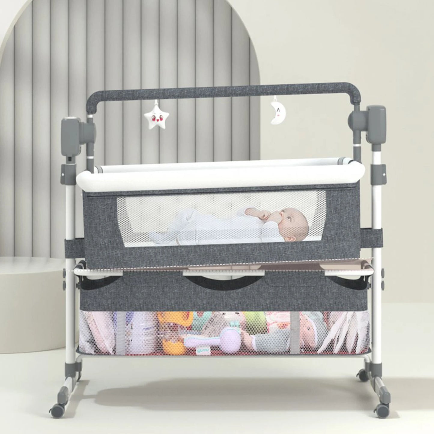 Baby Rocking Bassinet Portable Newborn Cradle Bedside Sleeper for Infant Travel Electric Bassient Co-Sleeper Suit to 6M