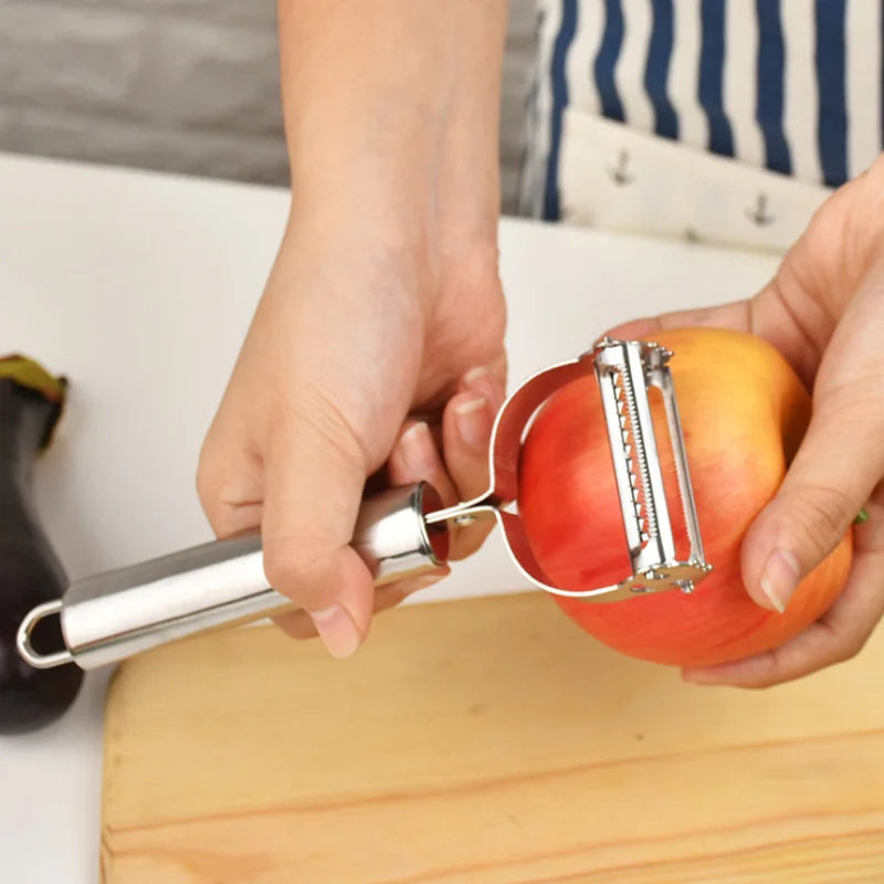 3-in-1 Stainless Steel Peeler Set - Vegetable Peeler, Julienne Slicer, Grater for Kitchen, Dishwasher Safe (Silver)