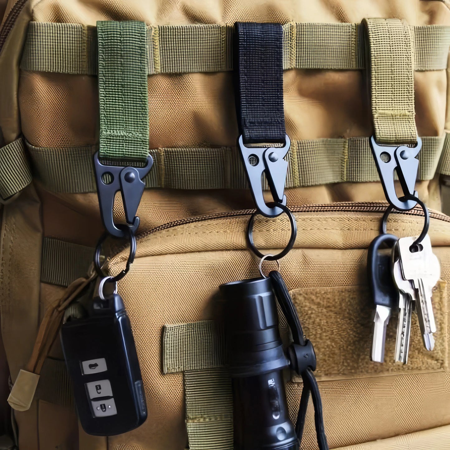 1/2 Piece Nylon Tactical Clip Black/green, Sturdy Hook, Suitable for Backpacks, Seat Belts, Bags, Outdoor Small Tools
