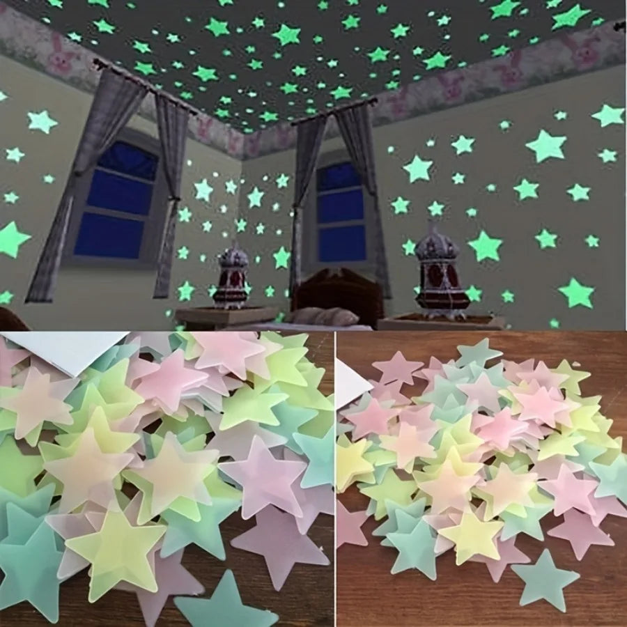 200 Piece Luminous Star Wall Sticker, Easy To Tear and Stick, Suitable for Bedroom, Luminous Party Decoration, Self-adhesive
