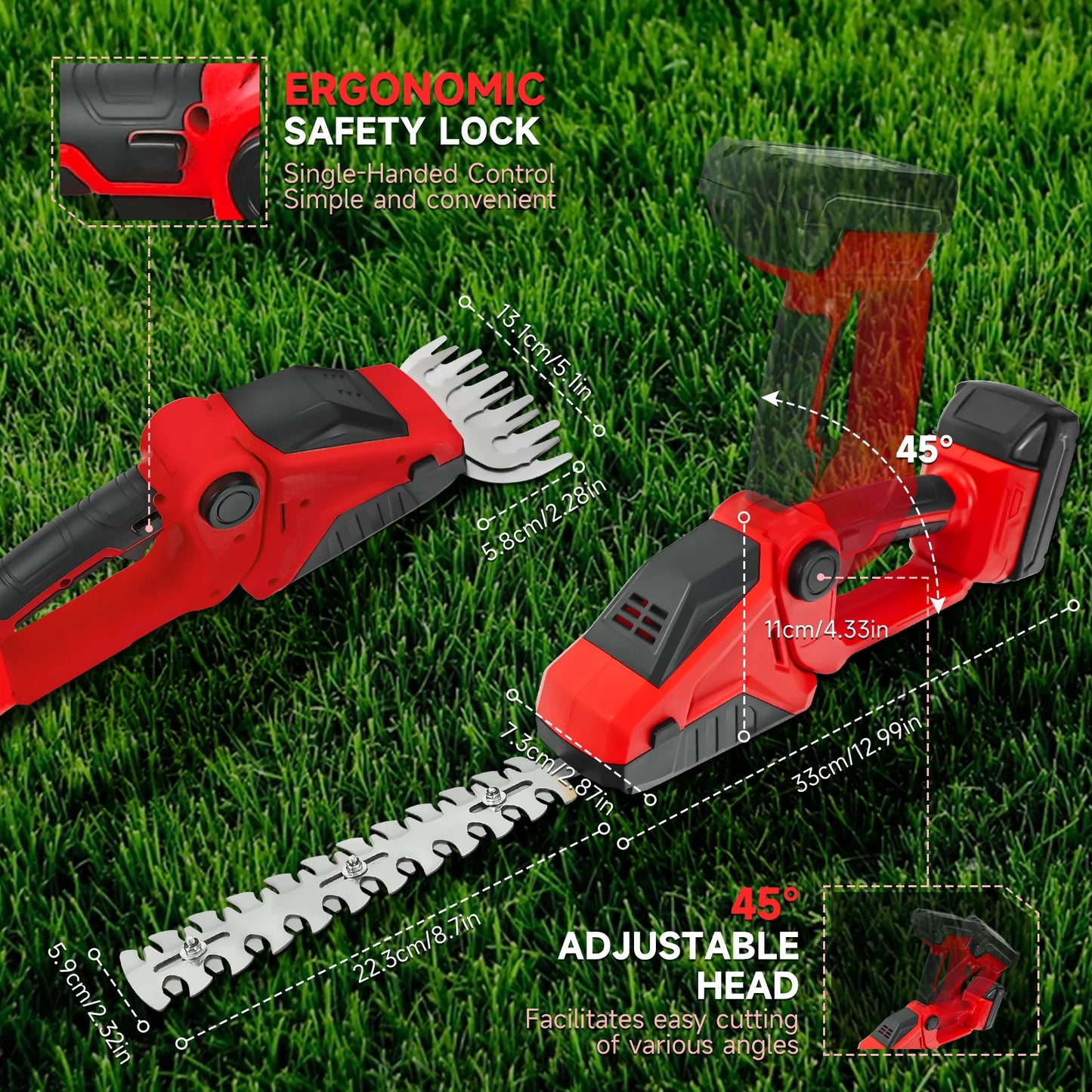 Cordless Hedge & Grass Trimmer – Bush & Grass Shears Compatible with Milwaukee 18V Battery (Battery Not Included)