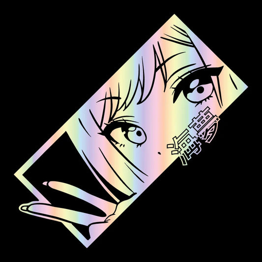 JDM Anime Girl Car Decal – Holographic Waterproof Vinyl Sticker for Car Window & Bumper
