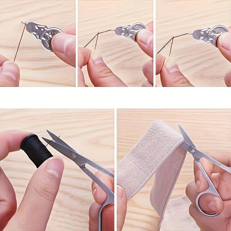 Portable Sewing Kit Thread, Needles, Buttons, Scissors, Compact Case for Travel, Home, Emergencies (Black,)