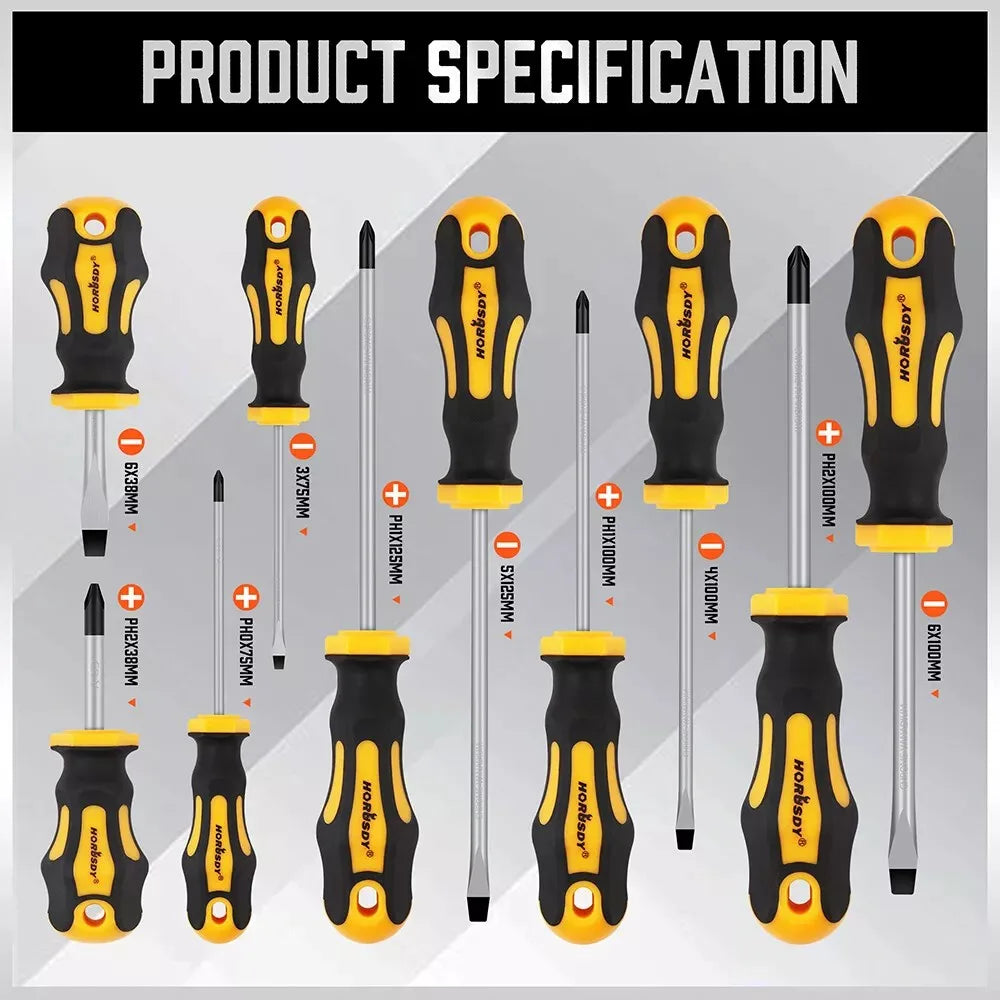 HORUSDY 11-Piece Magnetic Screwdriver Set Phillips Flat Head Tip with Magnetizer