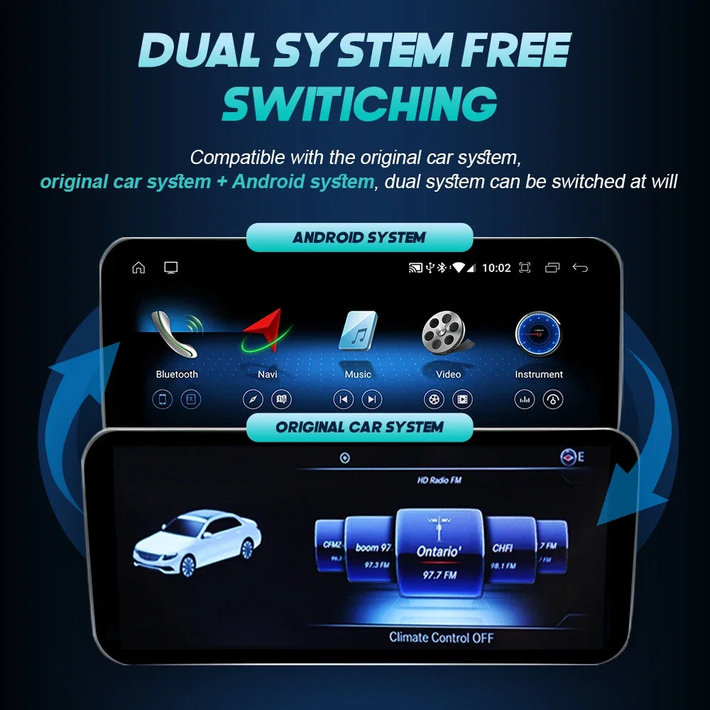 Android 14 Auto Radio Wireless Carplay For Mercedes C Class W204 2011-2014 Car Multimedia Player BT WIFI SIM Stereo GPS