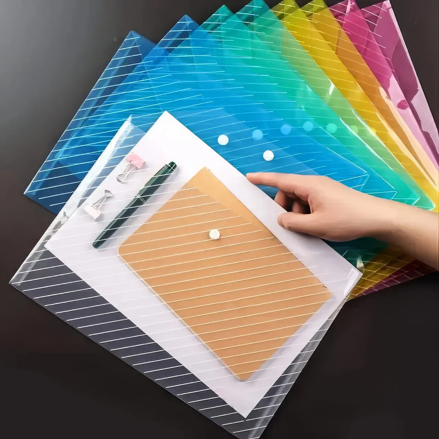 Colorful Folding File Bags with Snap Button – Document Organizer for Office, School & Home (5/10/15 Pack)