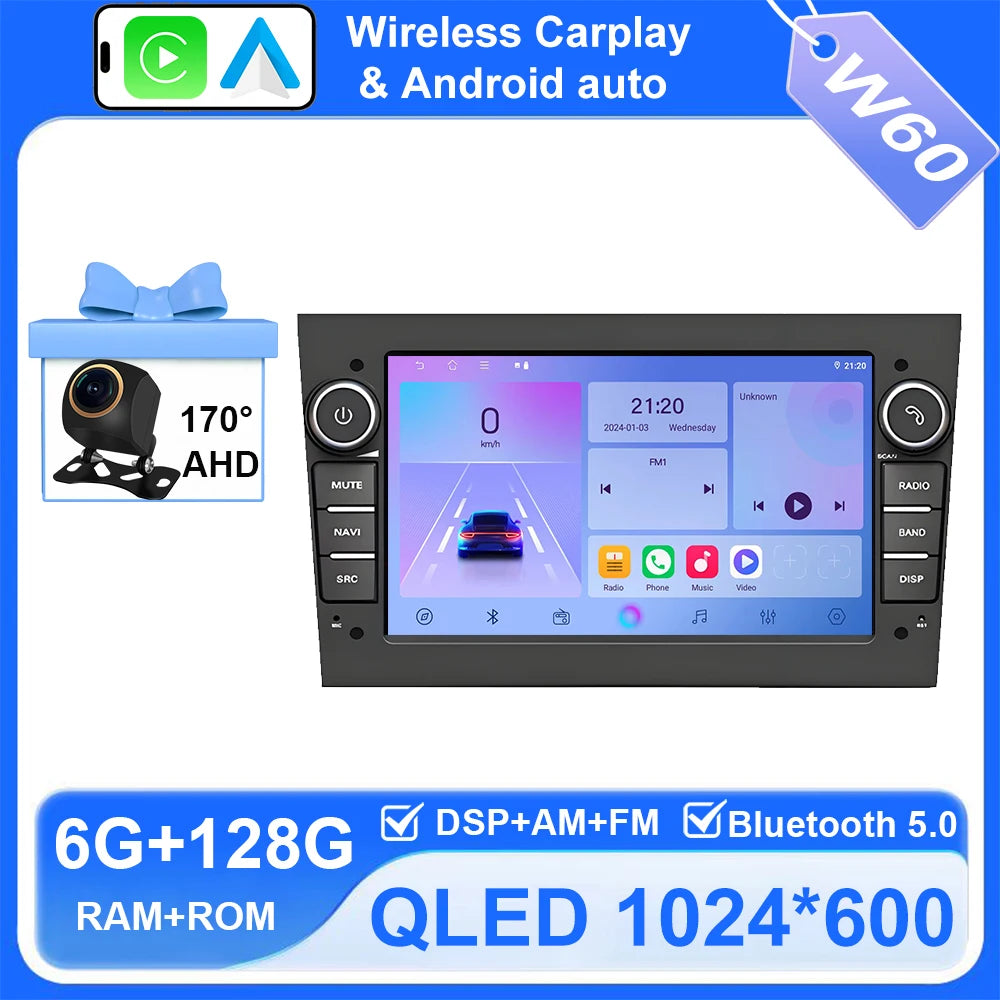 Android Car Stereo for Opel/Vauxhall Astra H J, Vectra, Antara, Zafira, Corsa (2004–2011) — CarPlay, Android Auto, GPS
