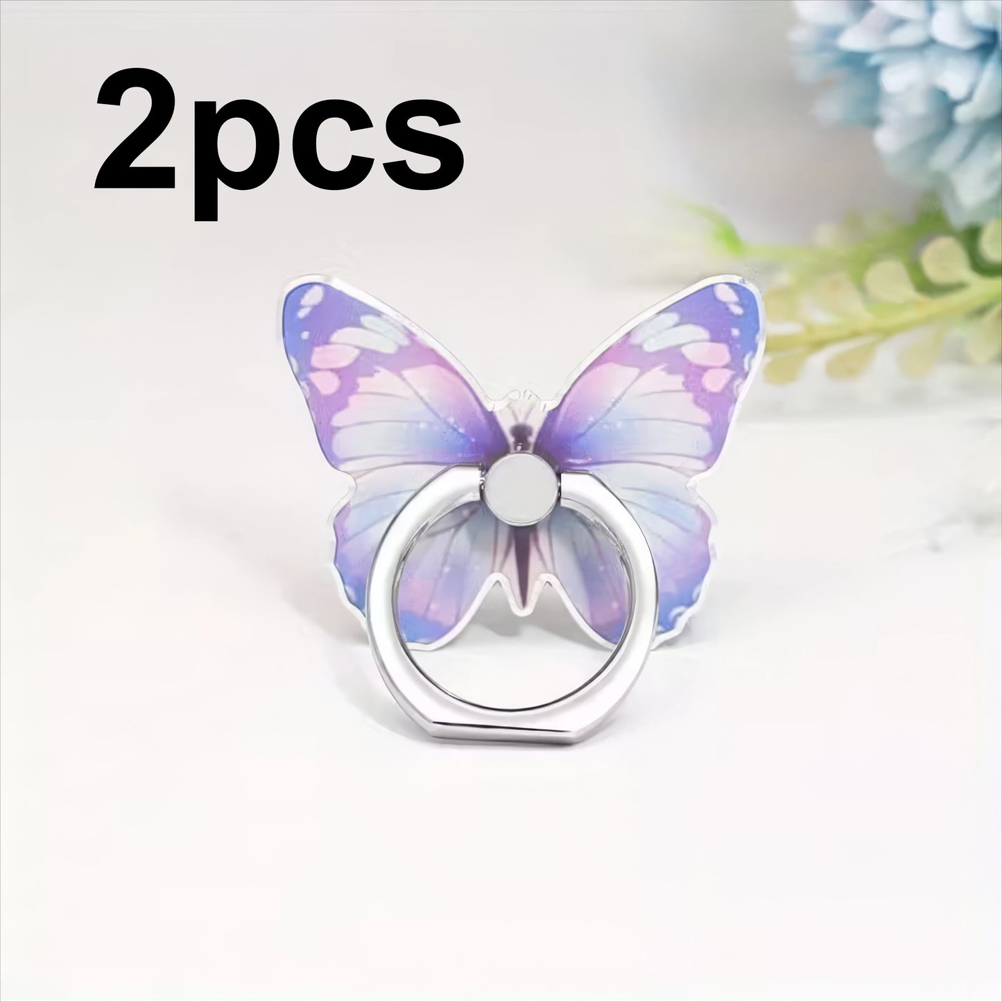 Butterfly Phone Ring Holder & Stand – 360° Rotating Grip, Pink & Purple