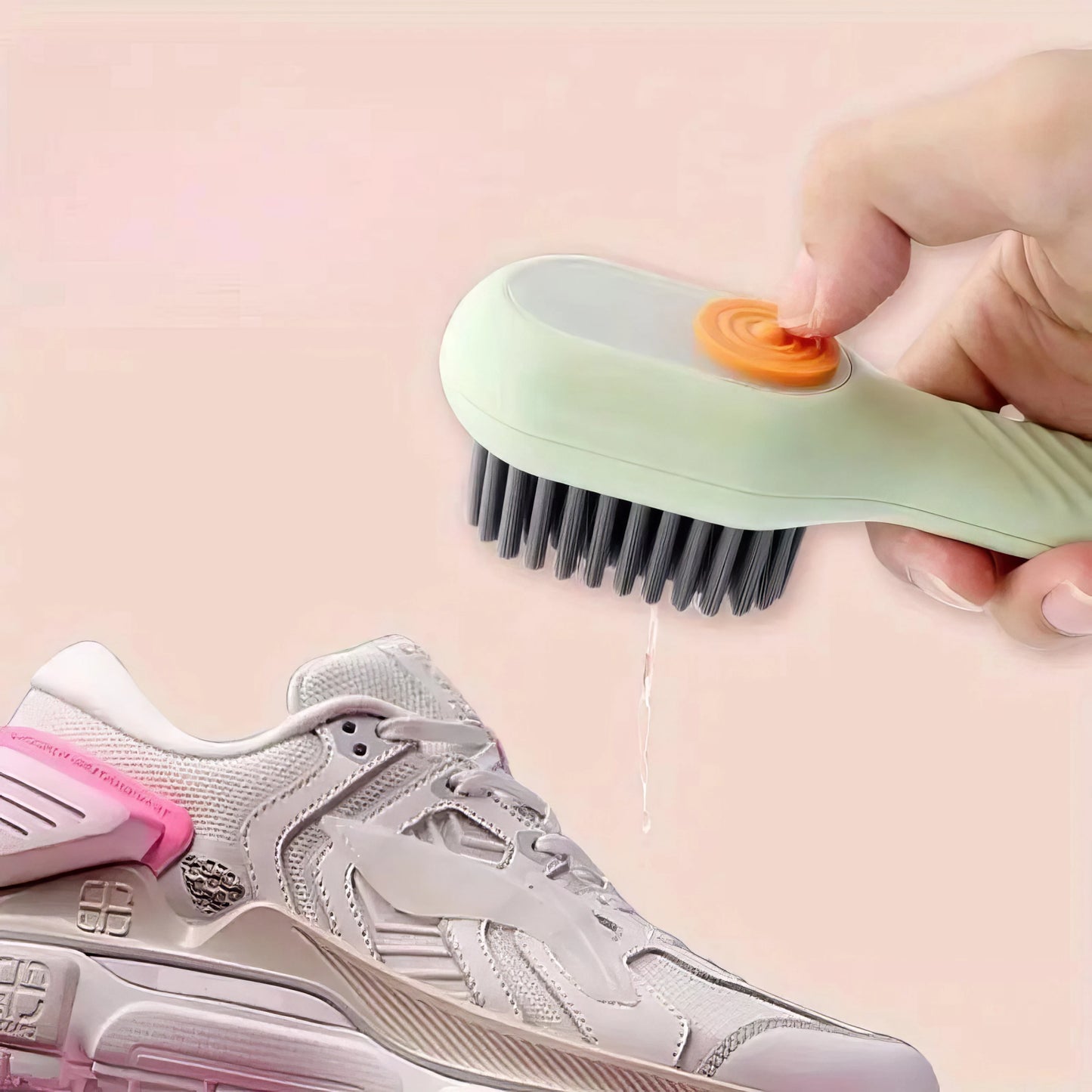 1/2 Soft Fur Shoe Brush Green, with Built-in Holes for Easy Storage, Suitable for Sports Shoes, Boots, Shoe Brush Tools