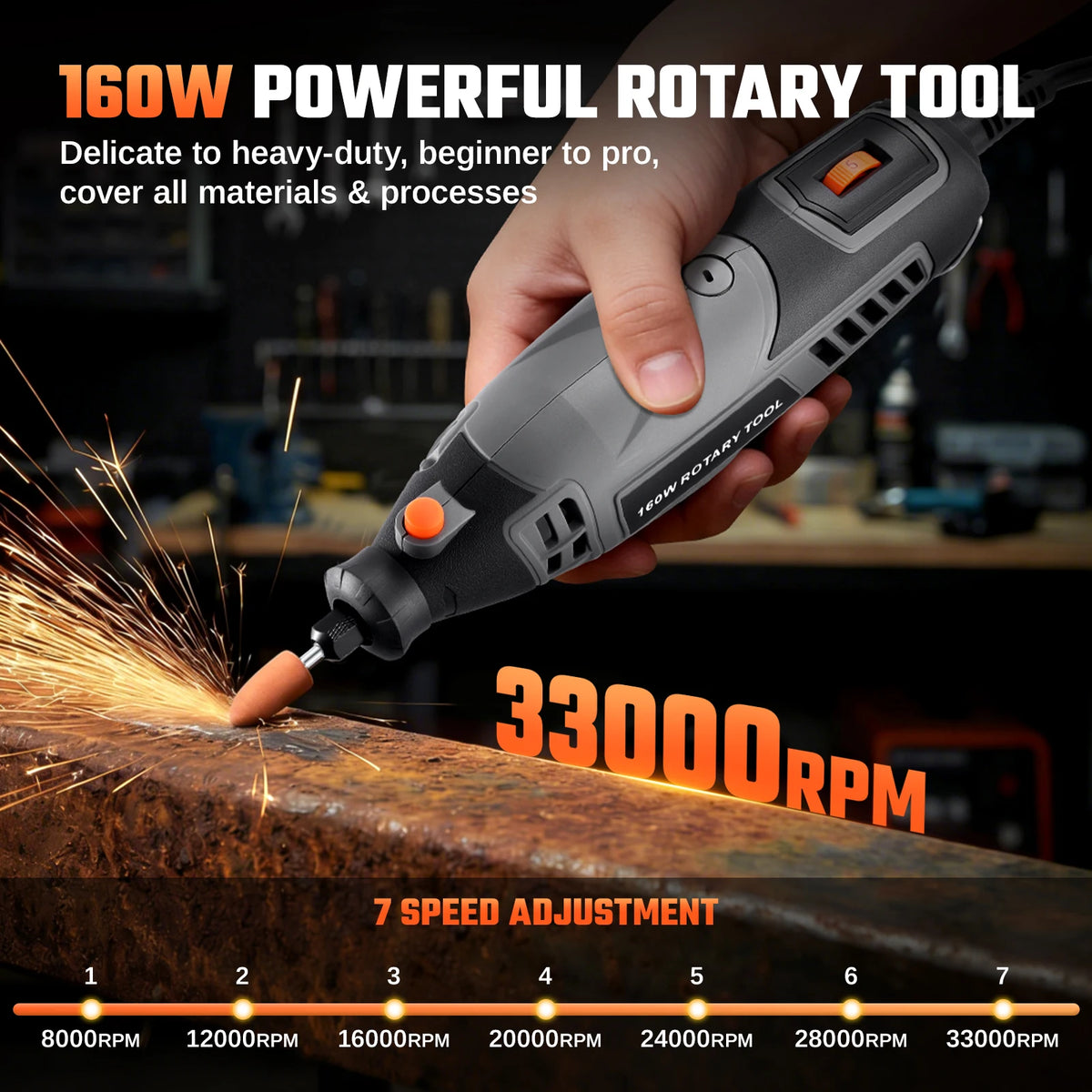 Rotary Tool Kit with Flex Shaft & 160 Accessories, Corded