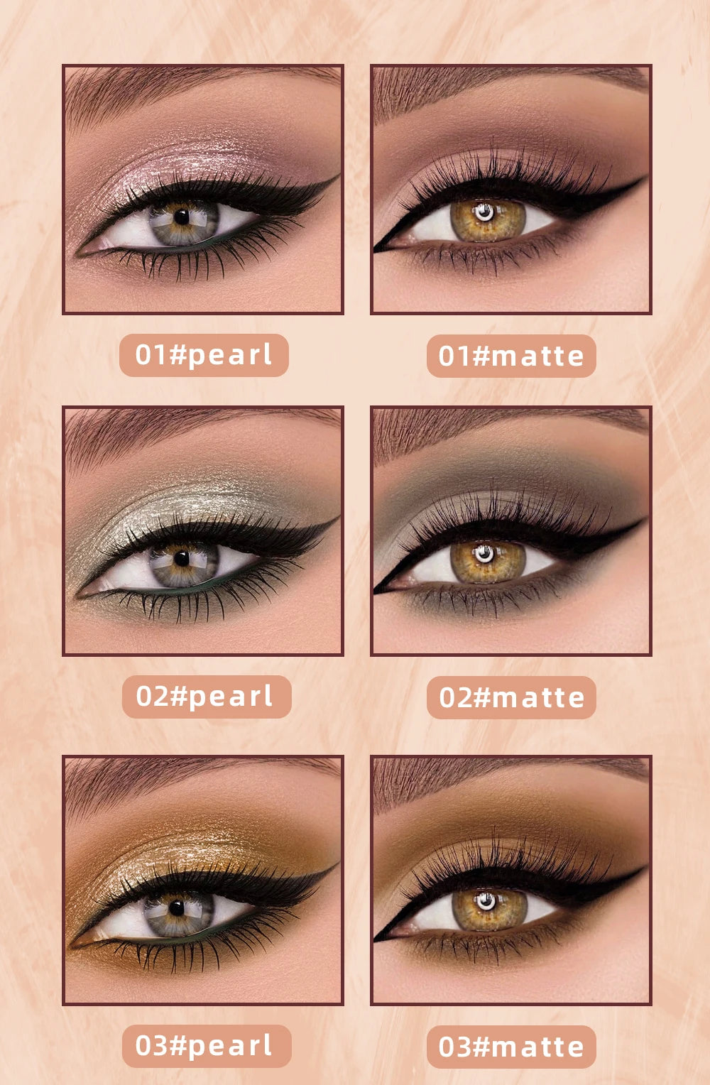 QIBEST Double-End Glitter & Matte Eyeshadow Stick – Waterproof Bicolor Shimmer Pencil | 6 Colors