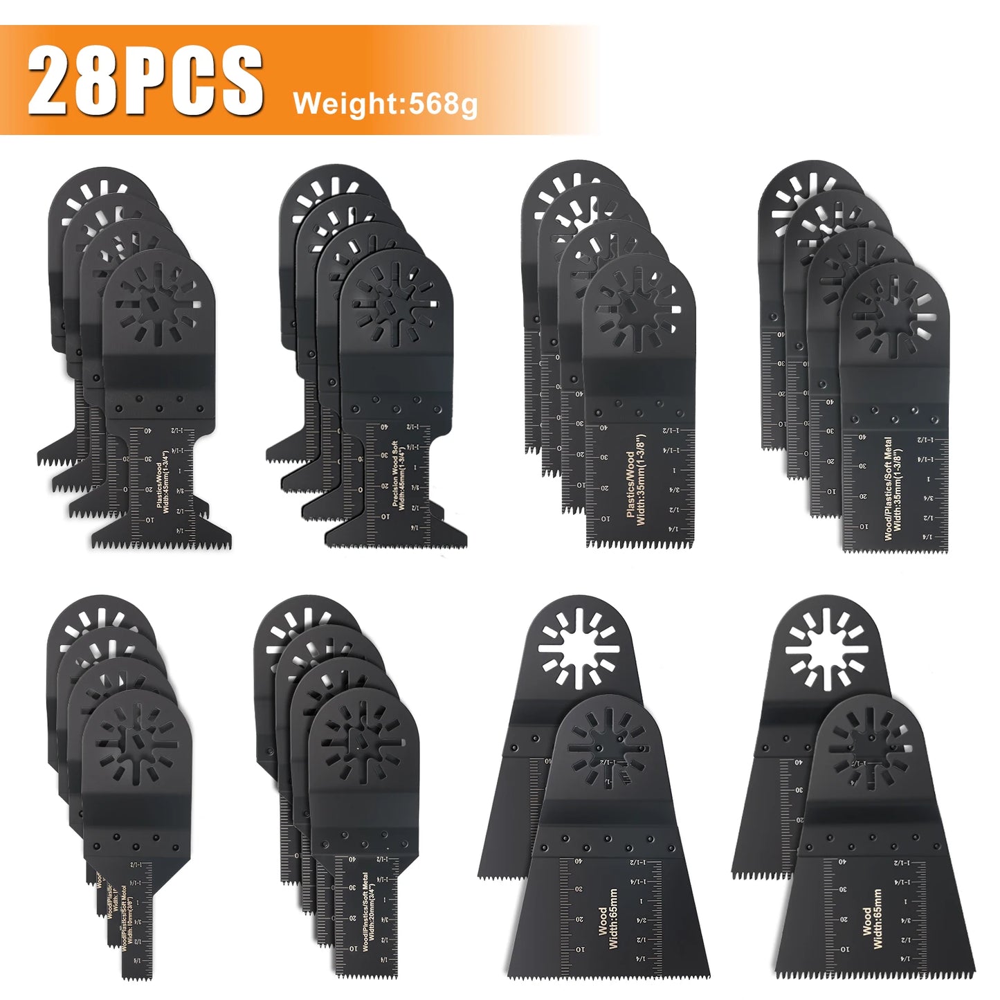 10-42Pcs Oscillating Saw Blades Set Universal Closed-Back Multitool Blades for Wood Plastic Metal Fits Most Oscillating Tools