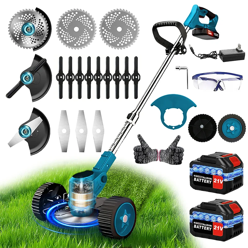 Cordless Electric Reel Lawn Mower & Weed Trimmer – Battery-Powered Telescopic Handle Grass Cutter for Courtyard, Garden & Lawn | Multiple Colors