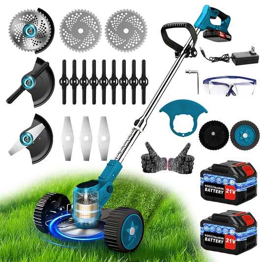 Cordless Electric Reel Lawn Mower & Weed Trimmer – Battery-Powered Telescopic Handle Grass Cutter for Courtyard, Garden & Lawn | Multiple Colors