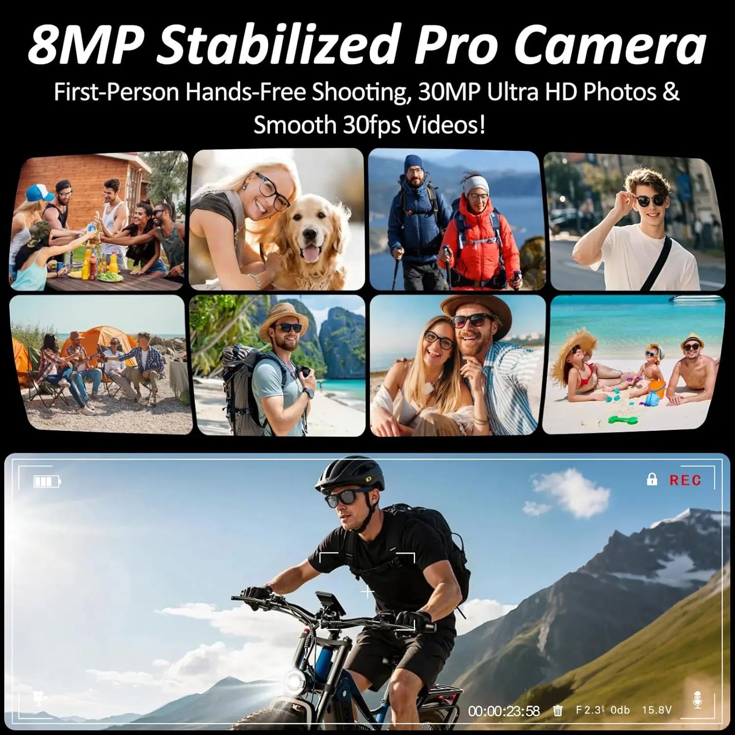 AI Smart Glasses — 800W Anti-Shake Camera, Translation & Calls