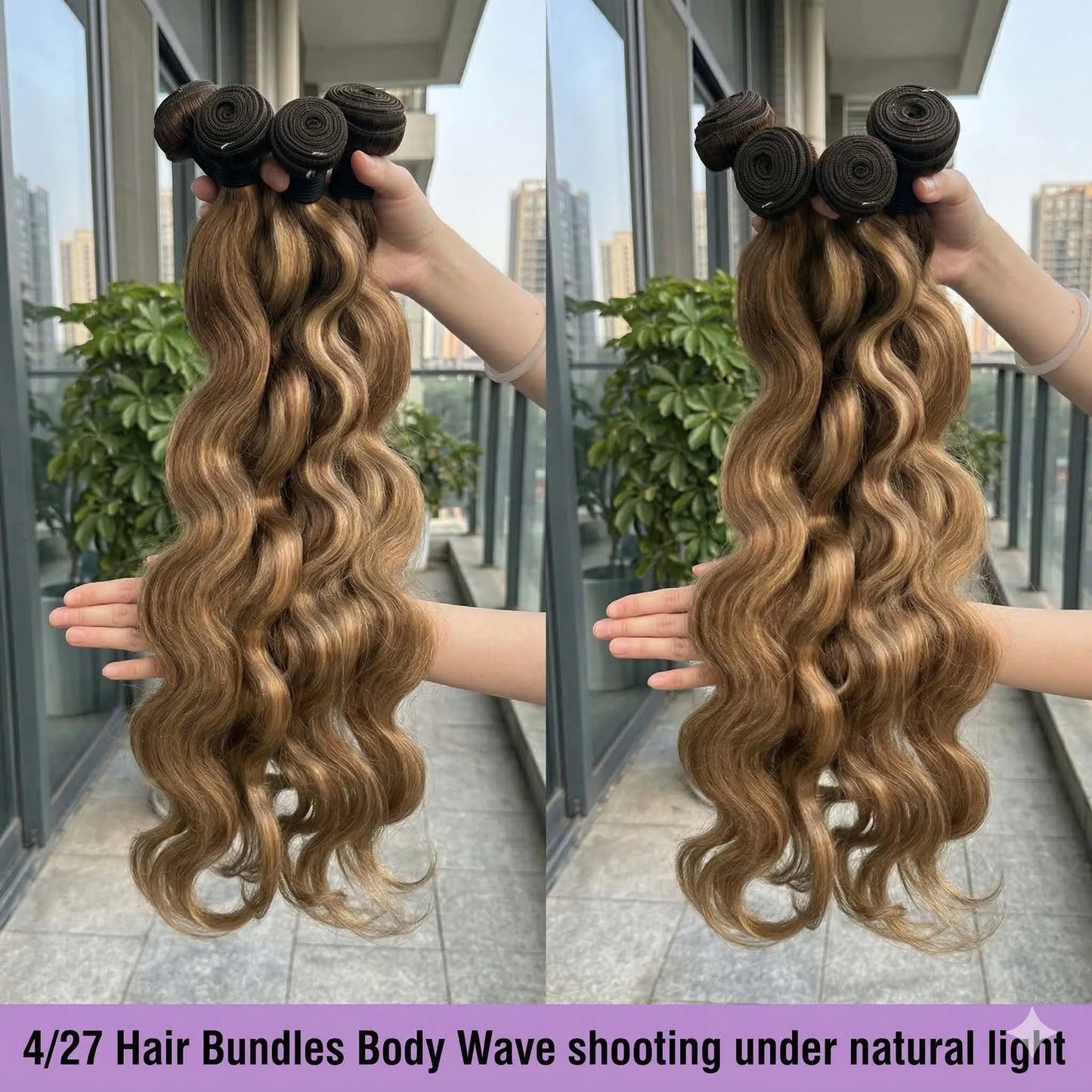 Velvet 40Inch Highlight Ombre Body Wave Bundles Human Hair Colored 4/27 Honey Blonde Brazilian Raw Human Hair Bundles Extensions