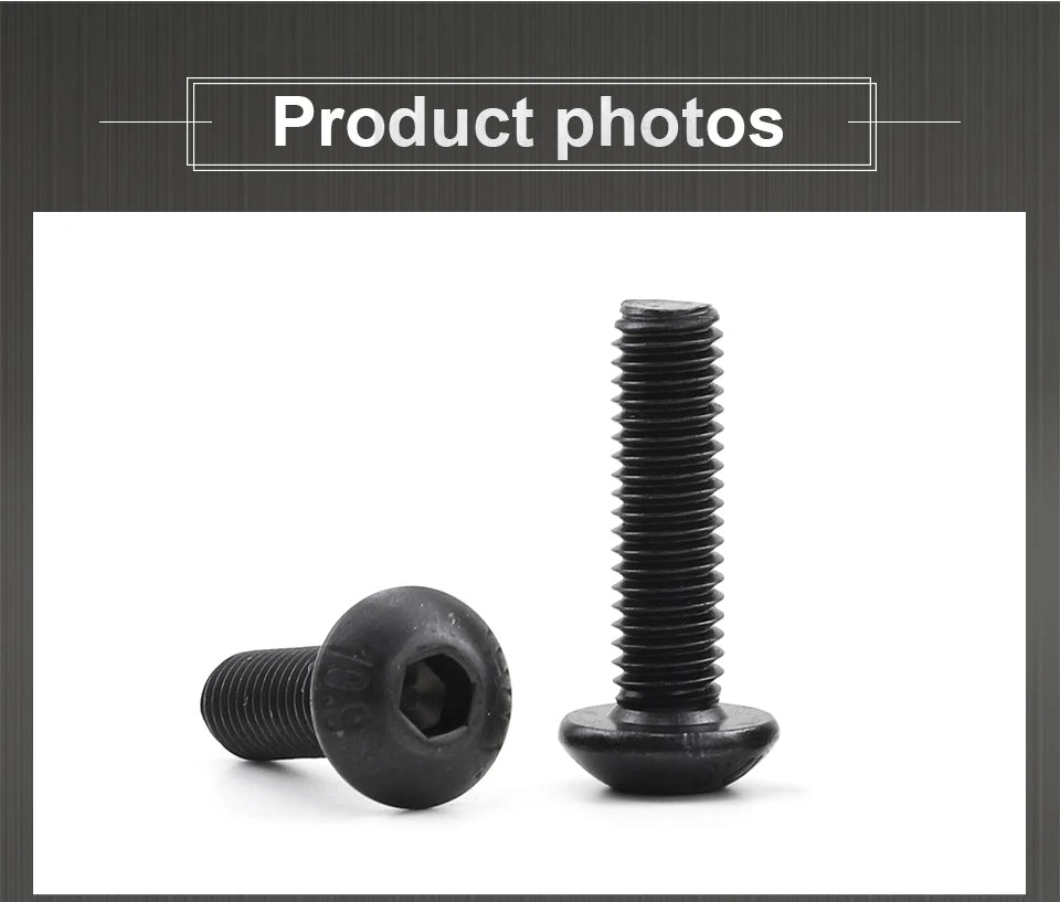 JUIDINTO 1-50pcs Allen Round Screw Bolt 12.9 Grade M2 M2.5 M3 M4 M5 M6 M8 M10 Hex Hexagon Socket Button Head Screw for MTB