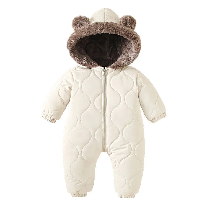 Baby Hooded Puffer Jumpsuit - Thick Plush Winter Romper for Outings - photo 5