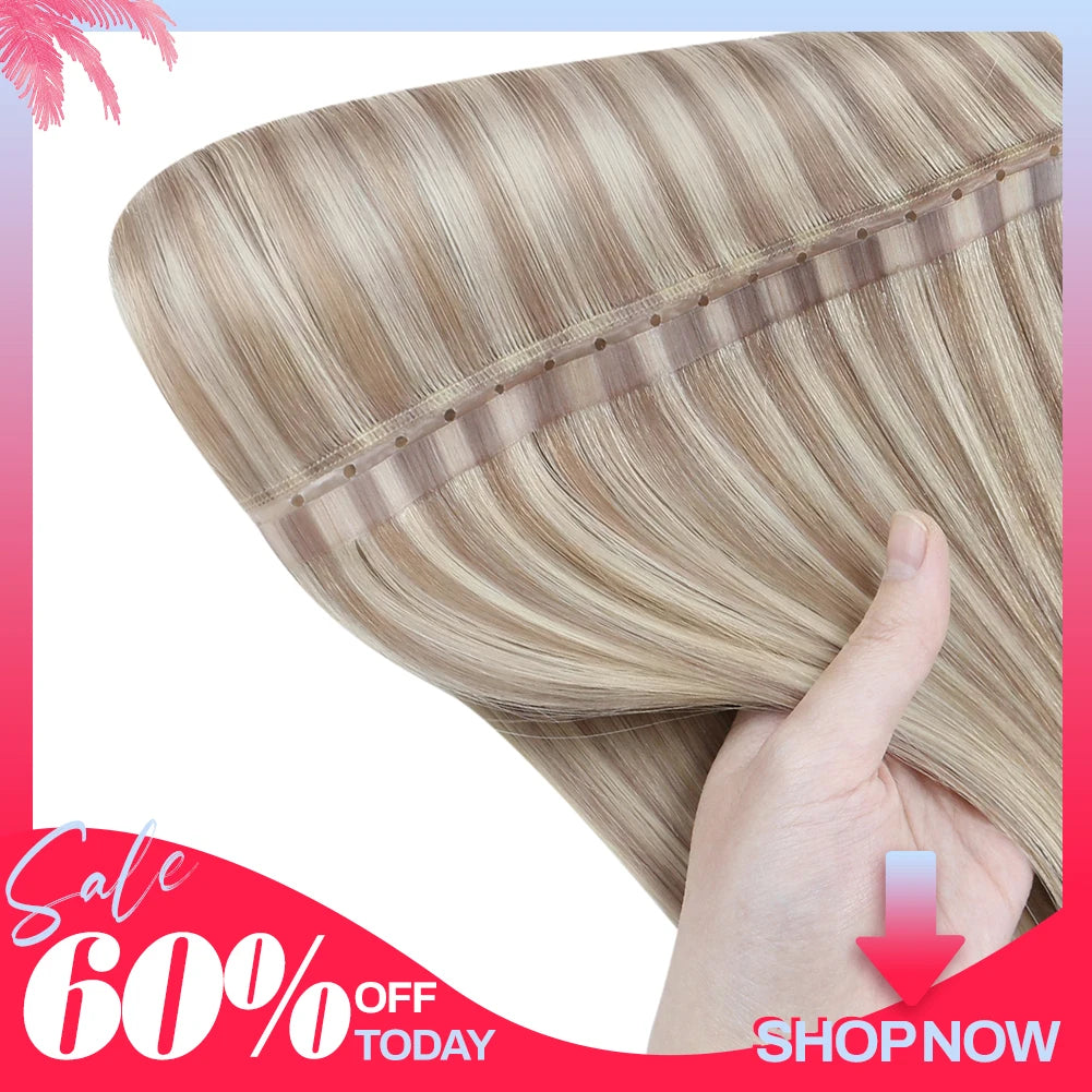 Moresoo Butterfly Weft Hair Extensions Pu Hole Weft Double Sided Genius Weft Bundles Hand Tied Weft Invisible Weave For Women