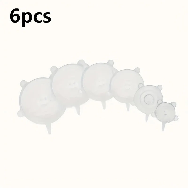 6Pcs Reusable Silicone Food Seal Wraps - Fridge & Dishwasher Safe, Heat Resistant & Leak-Free Kitchen Organizer
